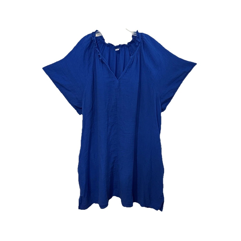 Old Navy Crinkle Gauze Mini Swing Dress W/pockets Cobalt Blue Women's 3XL